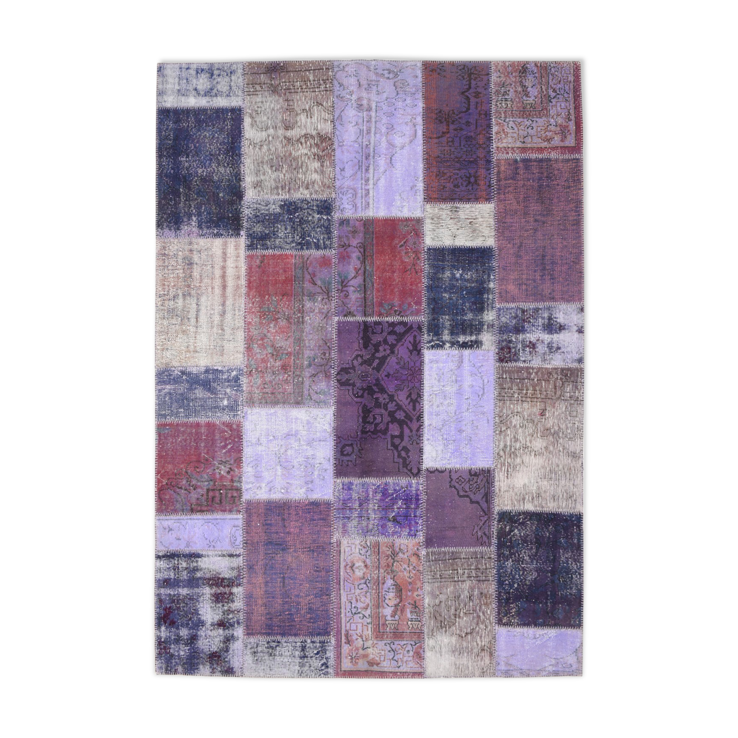 Purple tones vintage patchwork rug 304x215cm