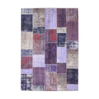 Purple tones vintage patchwork rug 304x215cm