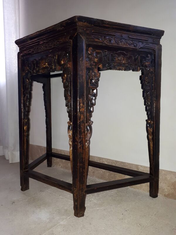 Ancienne console chinoise en bois laqué, chine dynastie qing