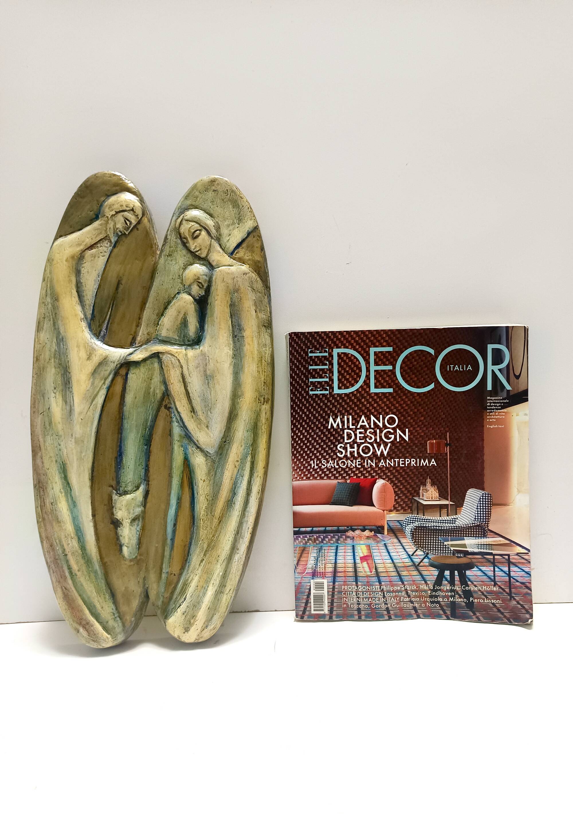 Holy Family Hand-Painted and Hand-Carved Beech Panel, Italy