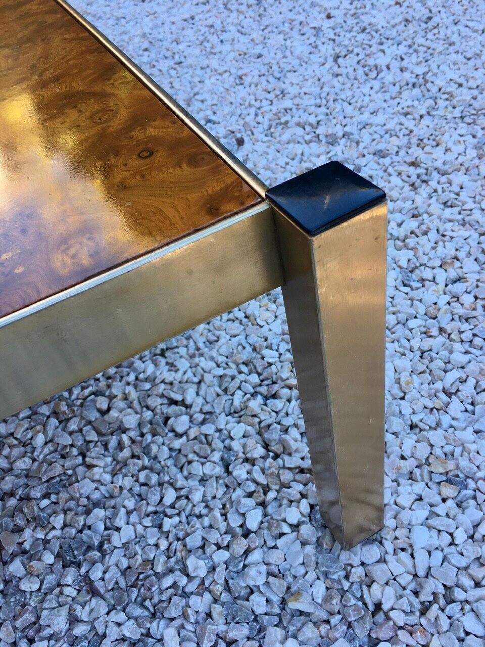 Elm magnifying glass coffee table circa 1970