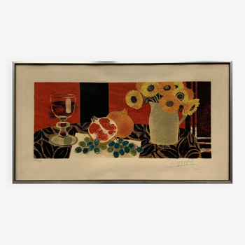 "Grapes and pomegranate" Lithograph