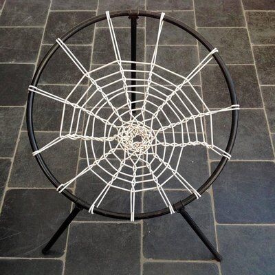 Set of two chairs with spider web seat by Hoffer, France 1958