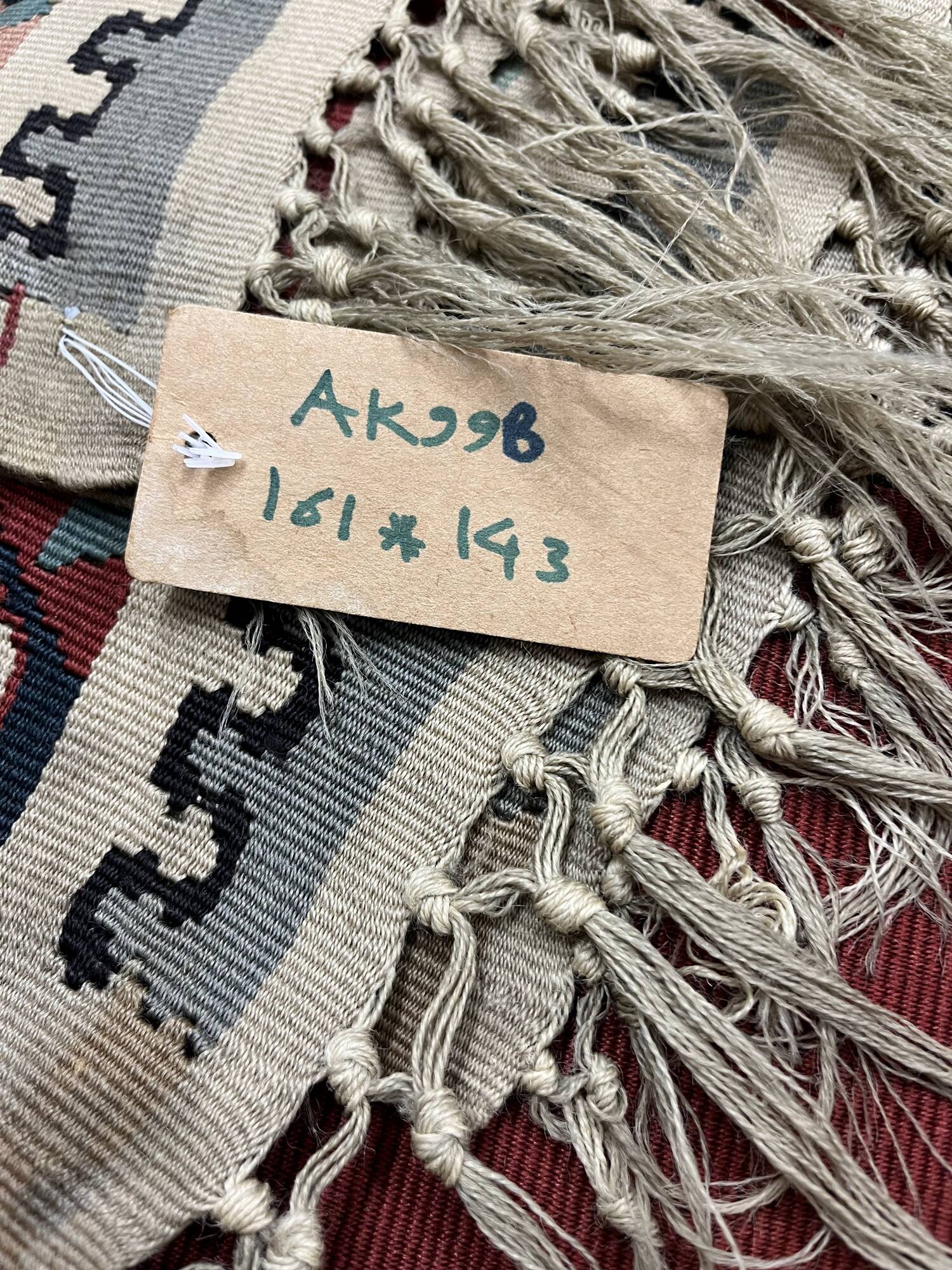 Antique 1900s Burgundy Kilim Rug, Square Wool Flatweave Carpet 143 x 161 cm