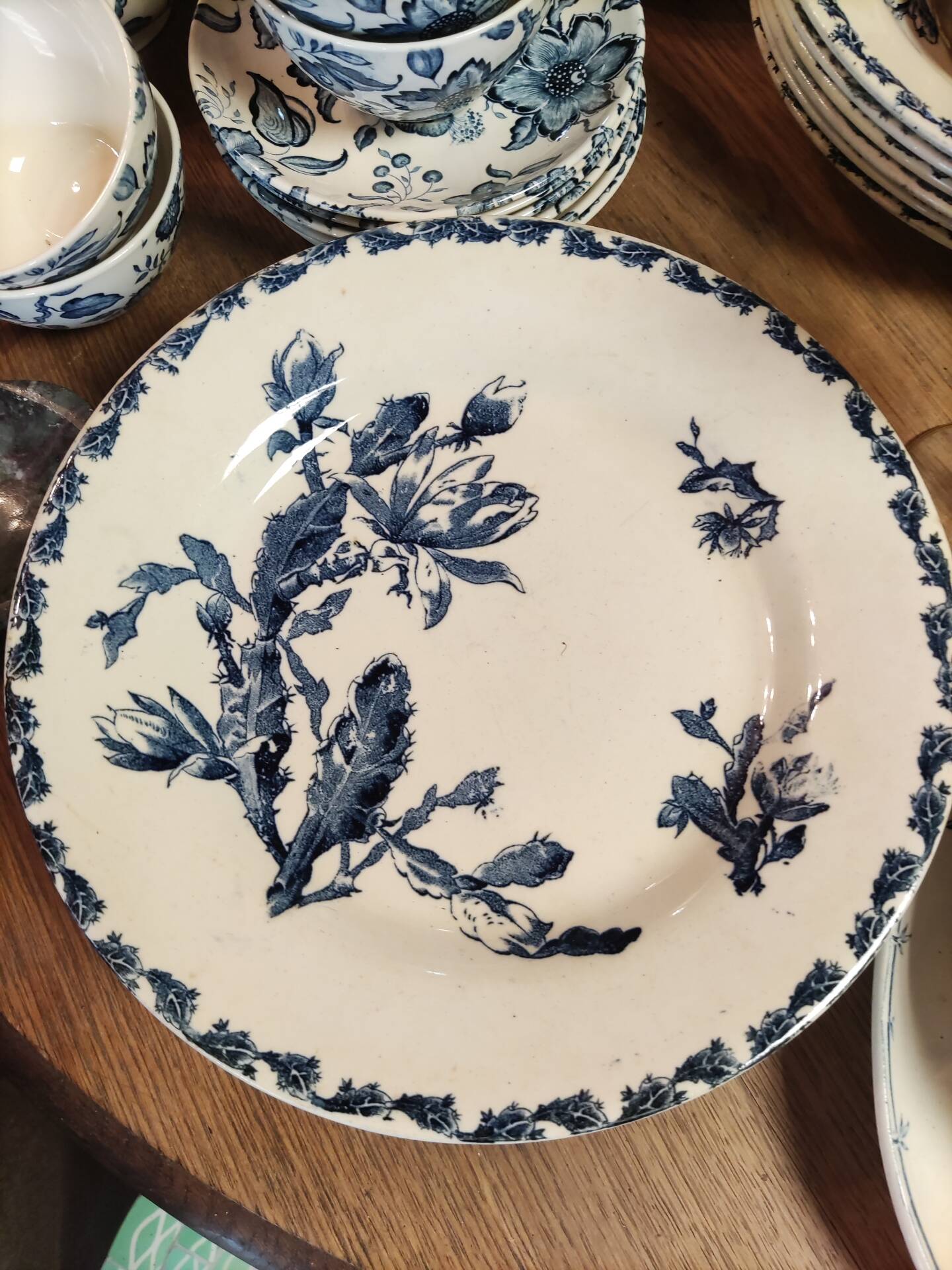 6 flat plates made of Gien earthenware - ironstone - cactus model