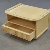 Small white bedside table Maugrion "Le rattin prestige" 1970s