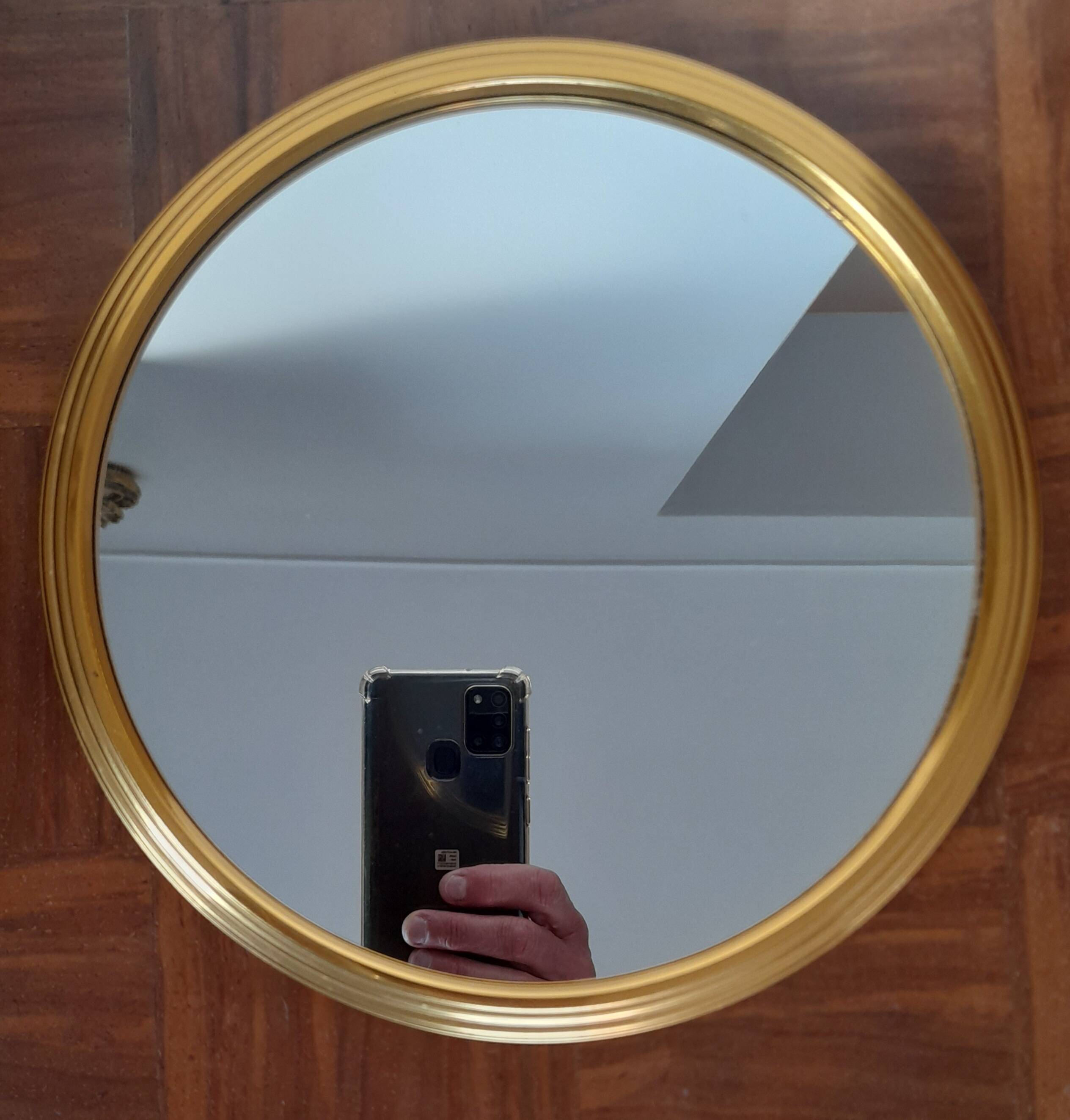 Round mirror tray with gold edge - 1950s