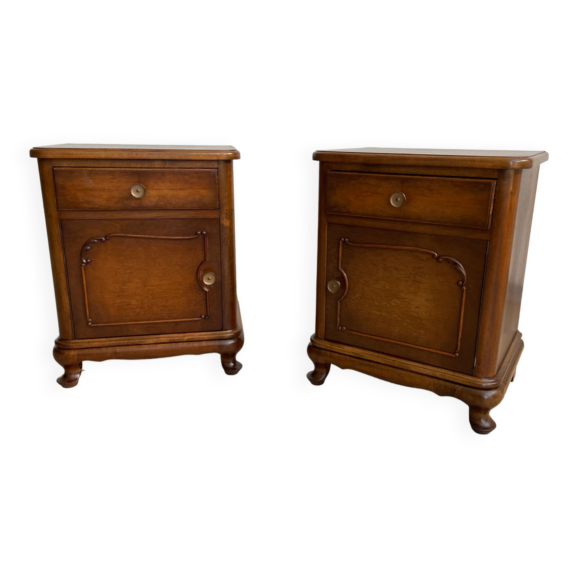 Pair of chippendale art deco bedsides