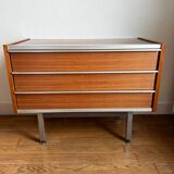 Commode 1960 bois Teck et alu par George Frydman pour EFA