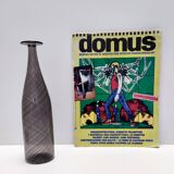 Black Murano Glass Bottle Vase "Mezza Filigrana" by Dino Martens for Aureliano Toso