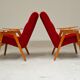 Pair of red armchairs by Jaroslav Smidek for Ton (Thonet) 60s