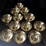 Set of 11 champagne cups in st-louis-cut crystal tabletop art