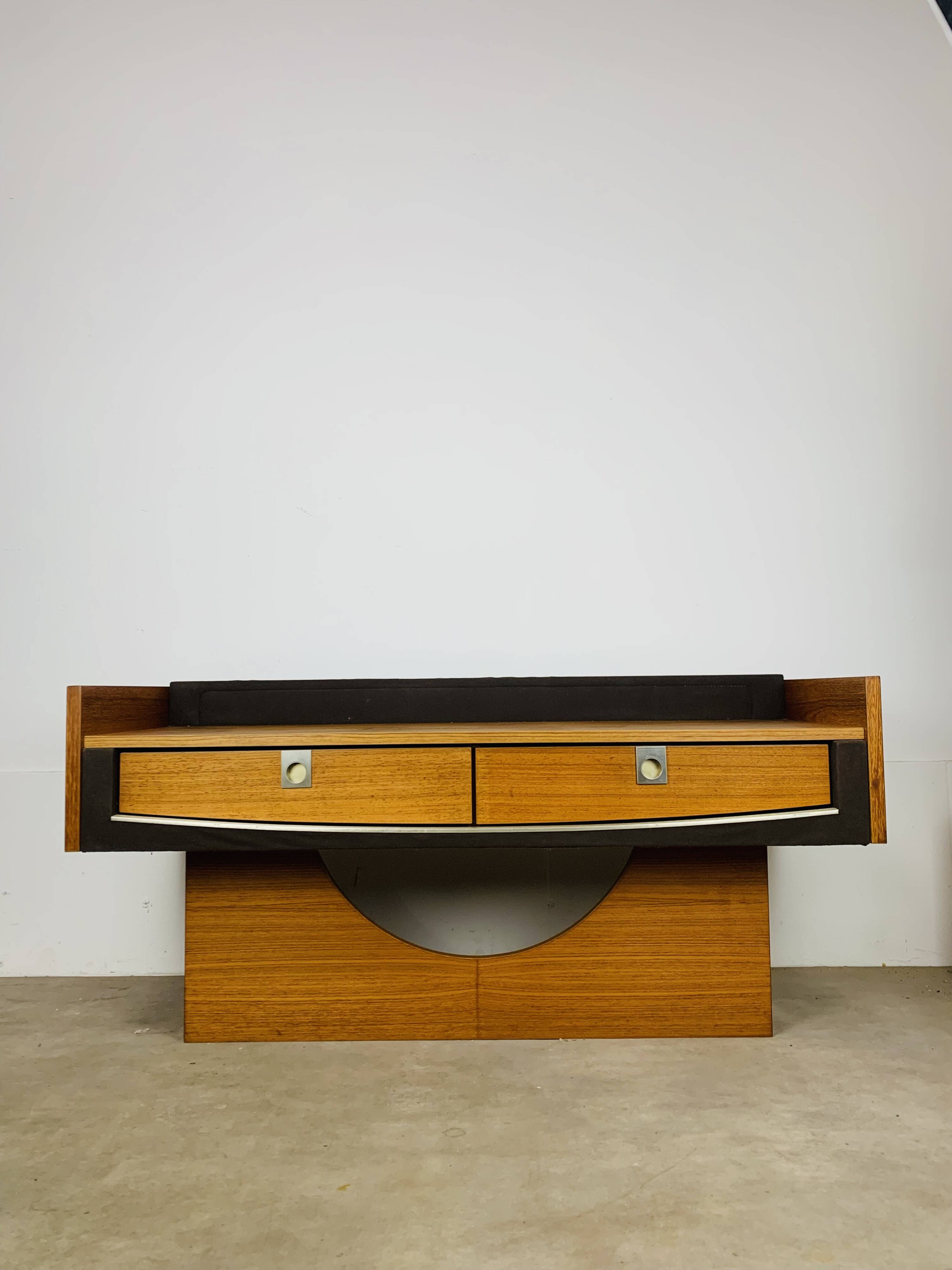 Vintage teak and aluminum sideboard, 1970s, TV stand, Scandinavian style