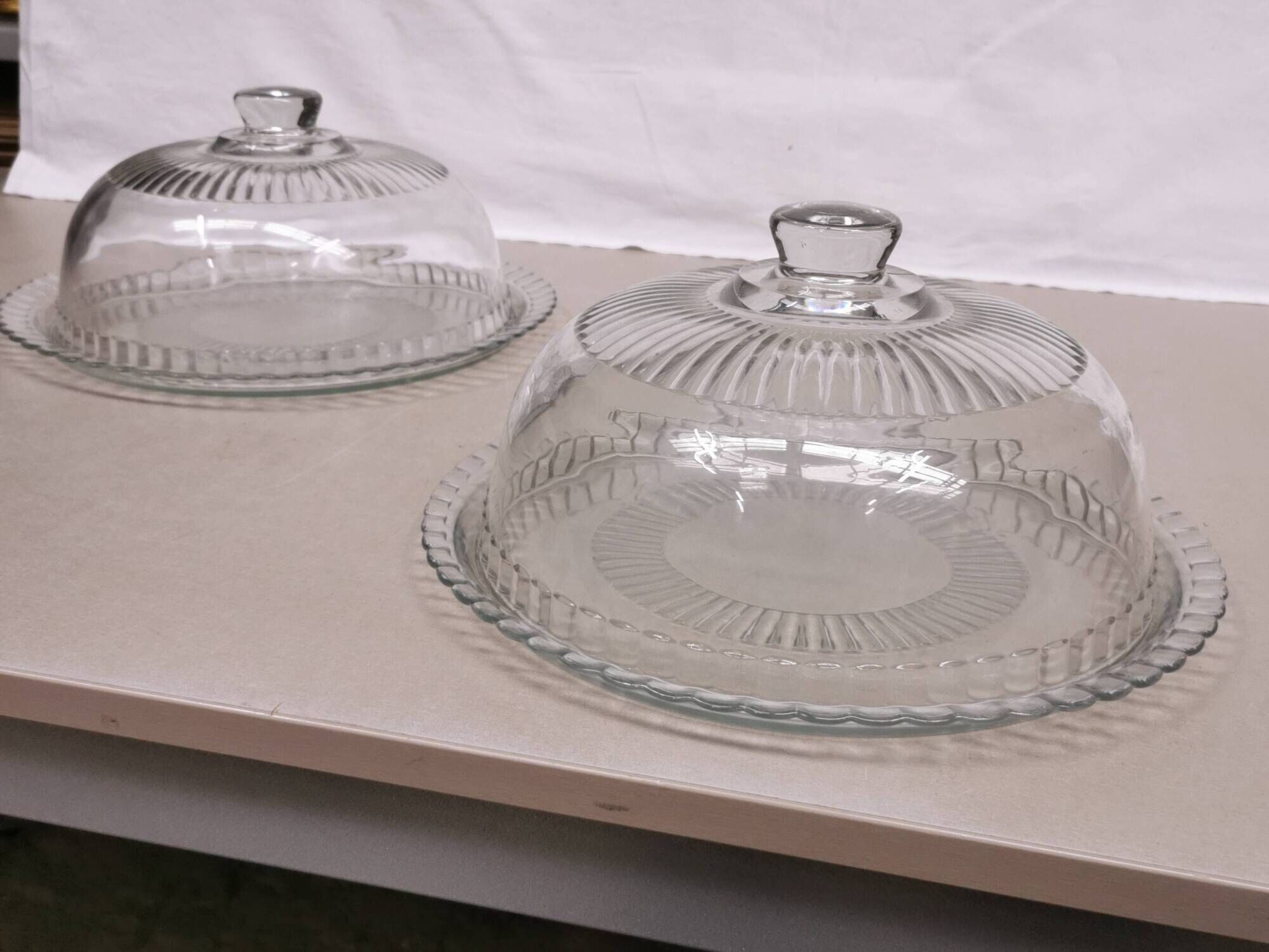 Pair of Cake/Cheese Dishes, Tart Cloche, Glass Pastry