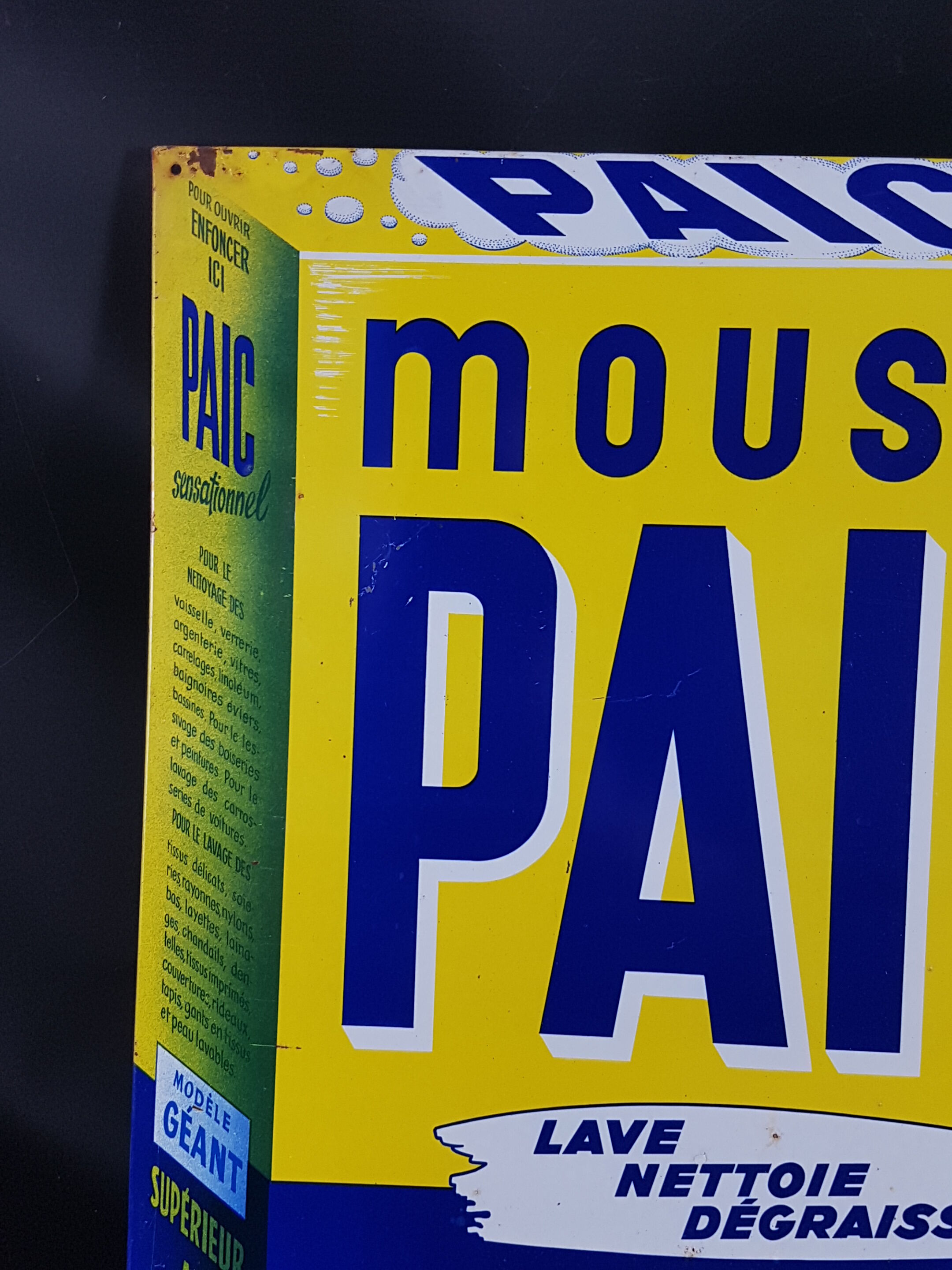 Paic vintage printed enamel sheet laundry 70