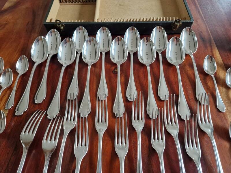 Alfénide, Christofle - 36-piece cutlery set model Pompadour silver-plated metal