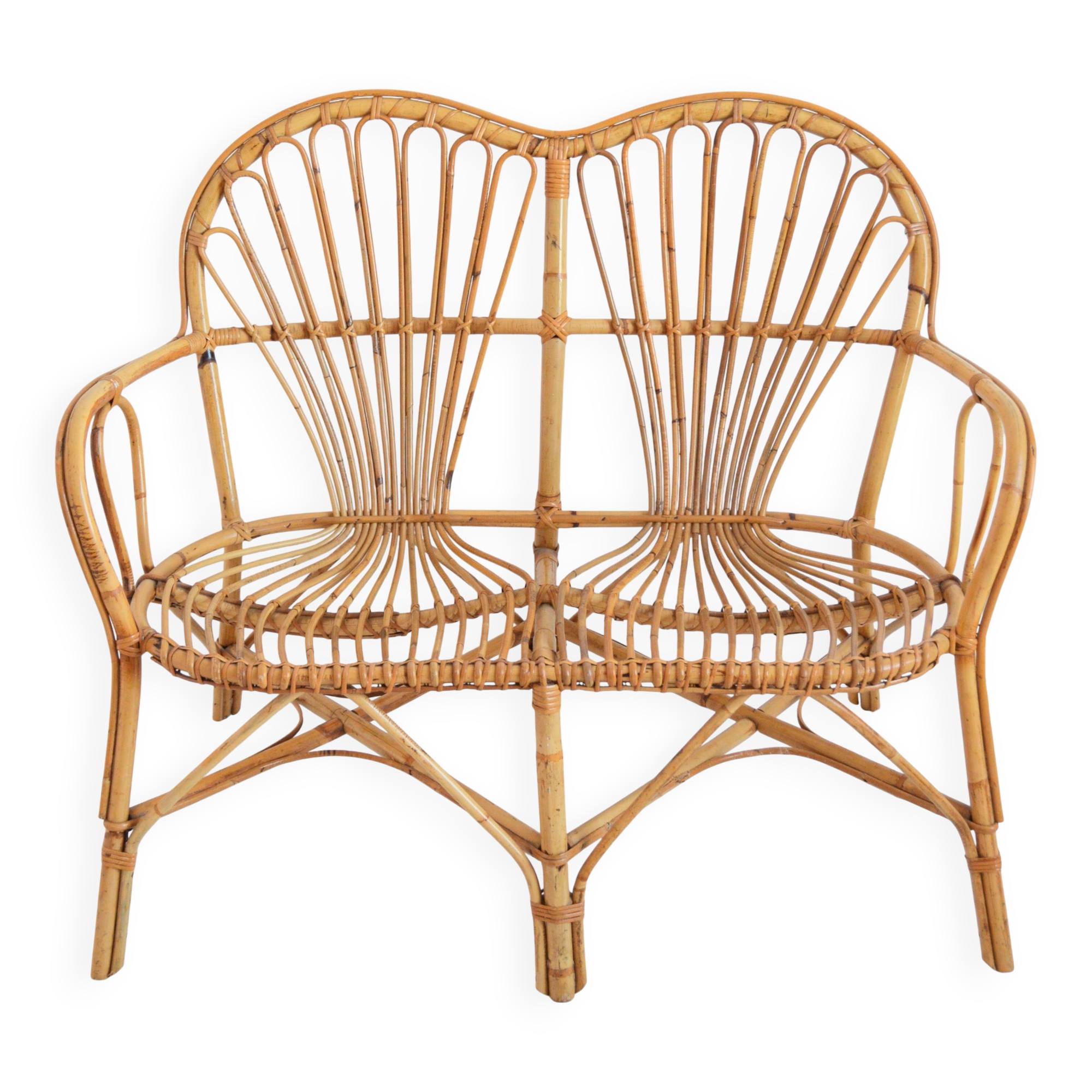 1960s vintage rattan canapé / bench