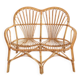 1960s vintage rattan canapé / bench
