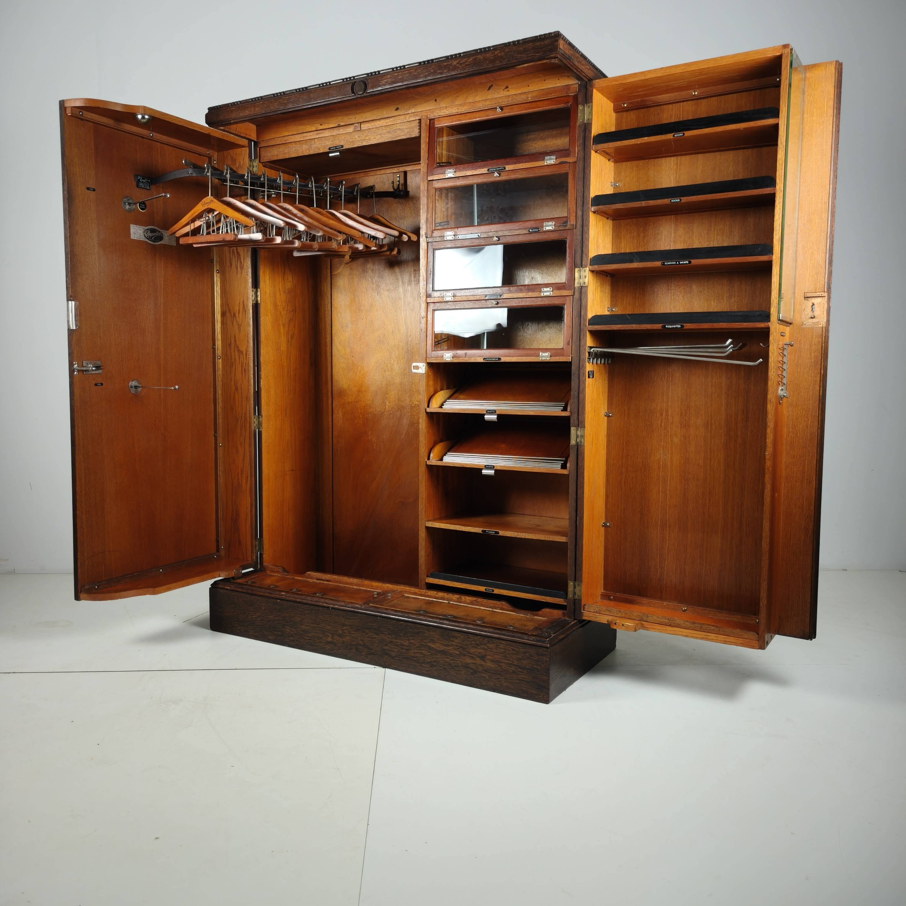 1930s Compactom Gentleman’s Wardrobe Model No. 702 in Brown Oak