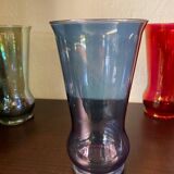 1960s iridescent multi-colored orangeade glasses fruit juice serving set