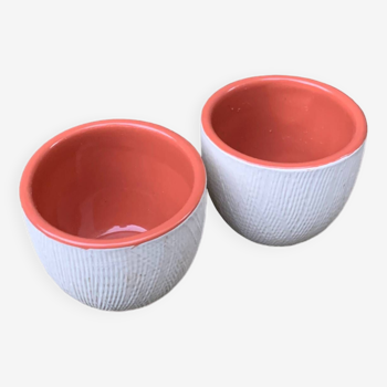 2 6cm ceramic tumblers enameled inside, espresso or aperitif cups