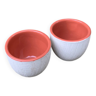 2 6cm ceramic tumblers enameled inside, espresso or aperitif cups
