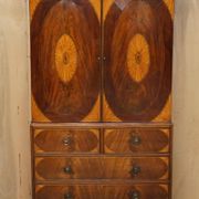 George III Sheraton linen cupboard in walnut, circa 1760.