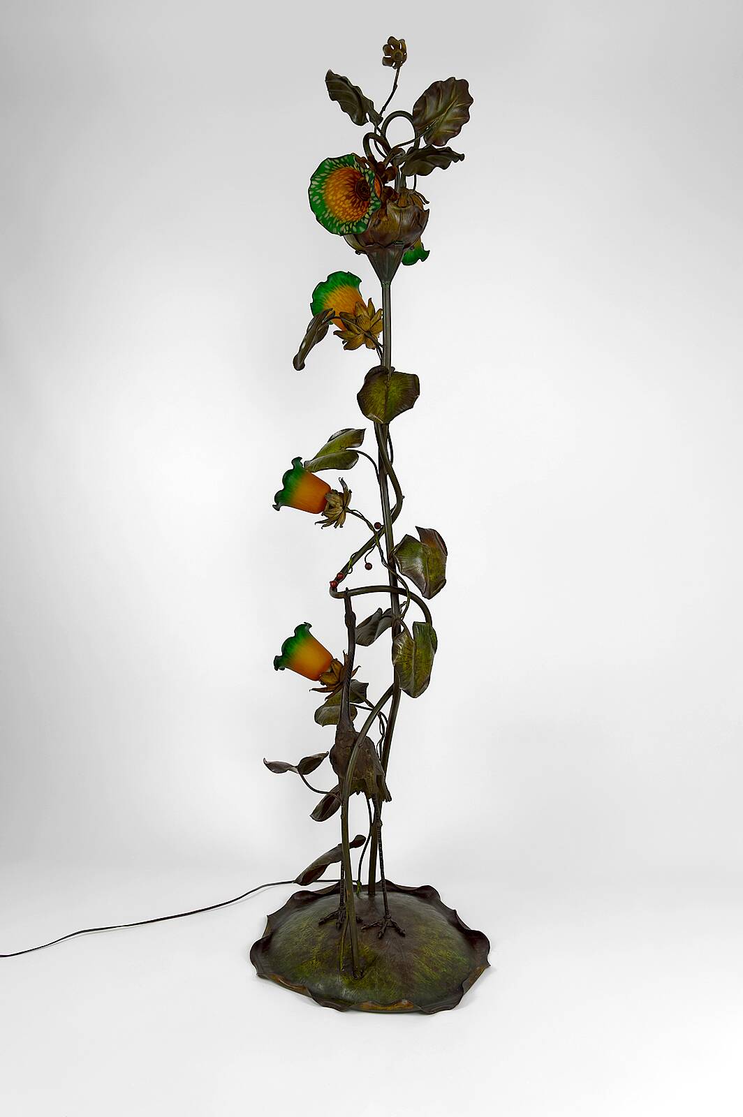 Japanese-style Heron floor lamp, Art Nouveau, France, circa 1900