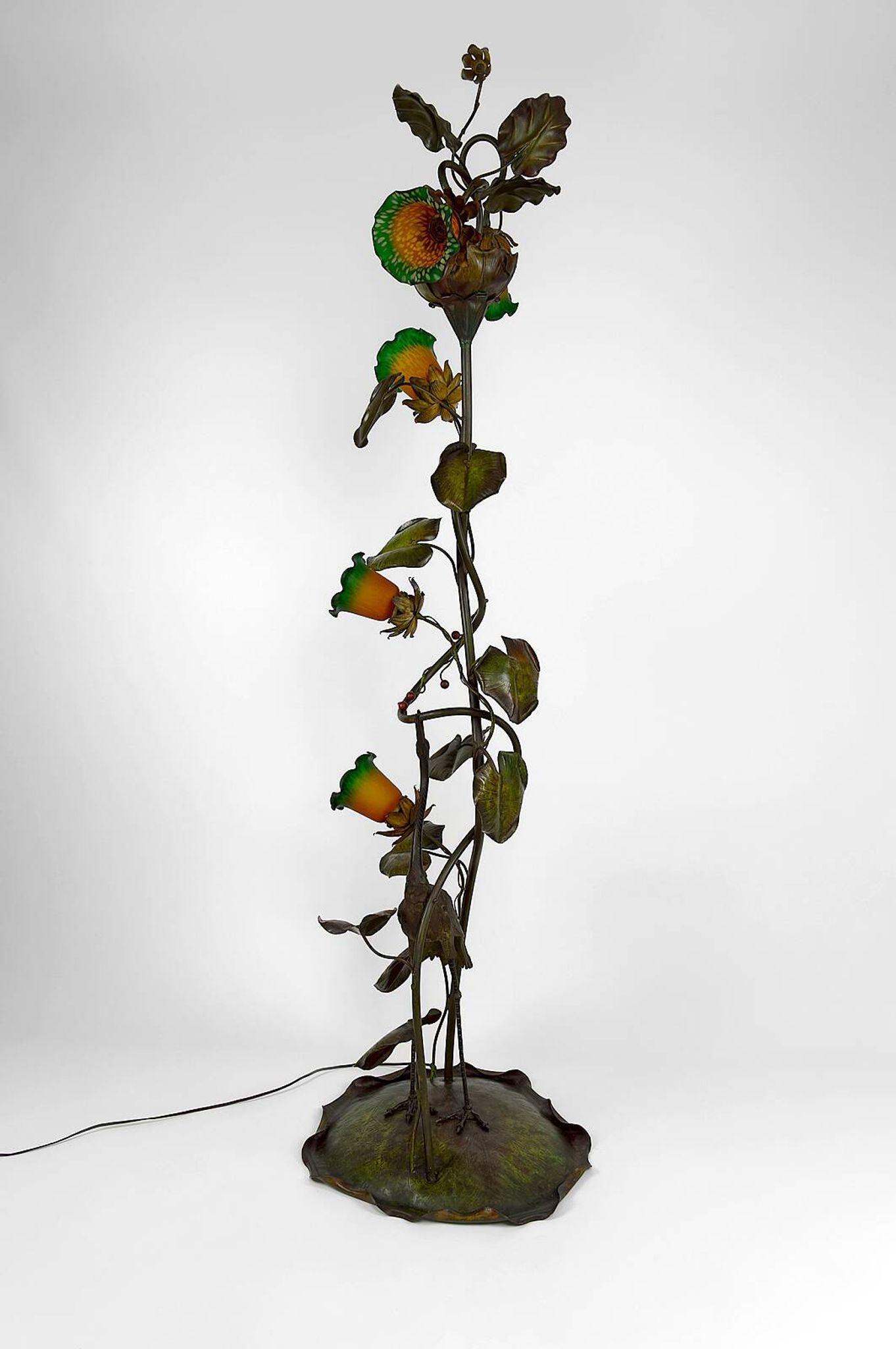 Japanese-style Heron floor lamp, Art Nouveau, France, circa 1900