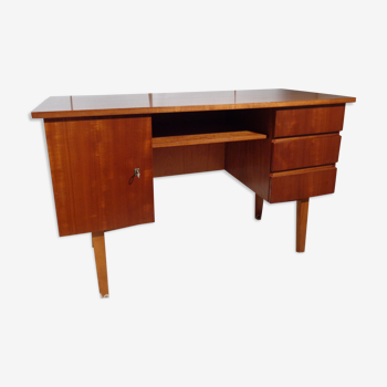 Bureau vintage des années 60 chêne doré