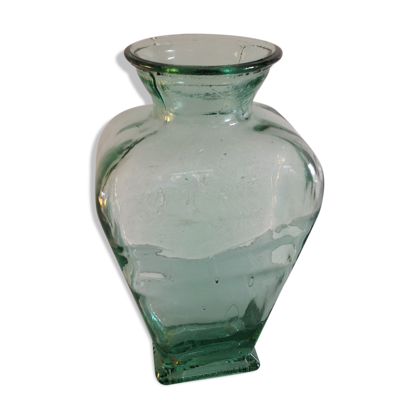 Trapeze vintage thick glass vase