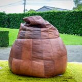 Pouf poire en cuir patchwork multicolore De Sede