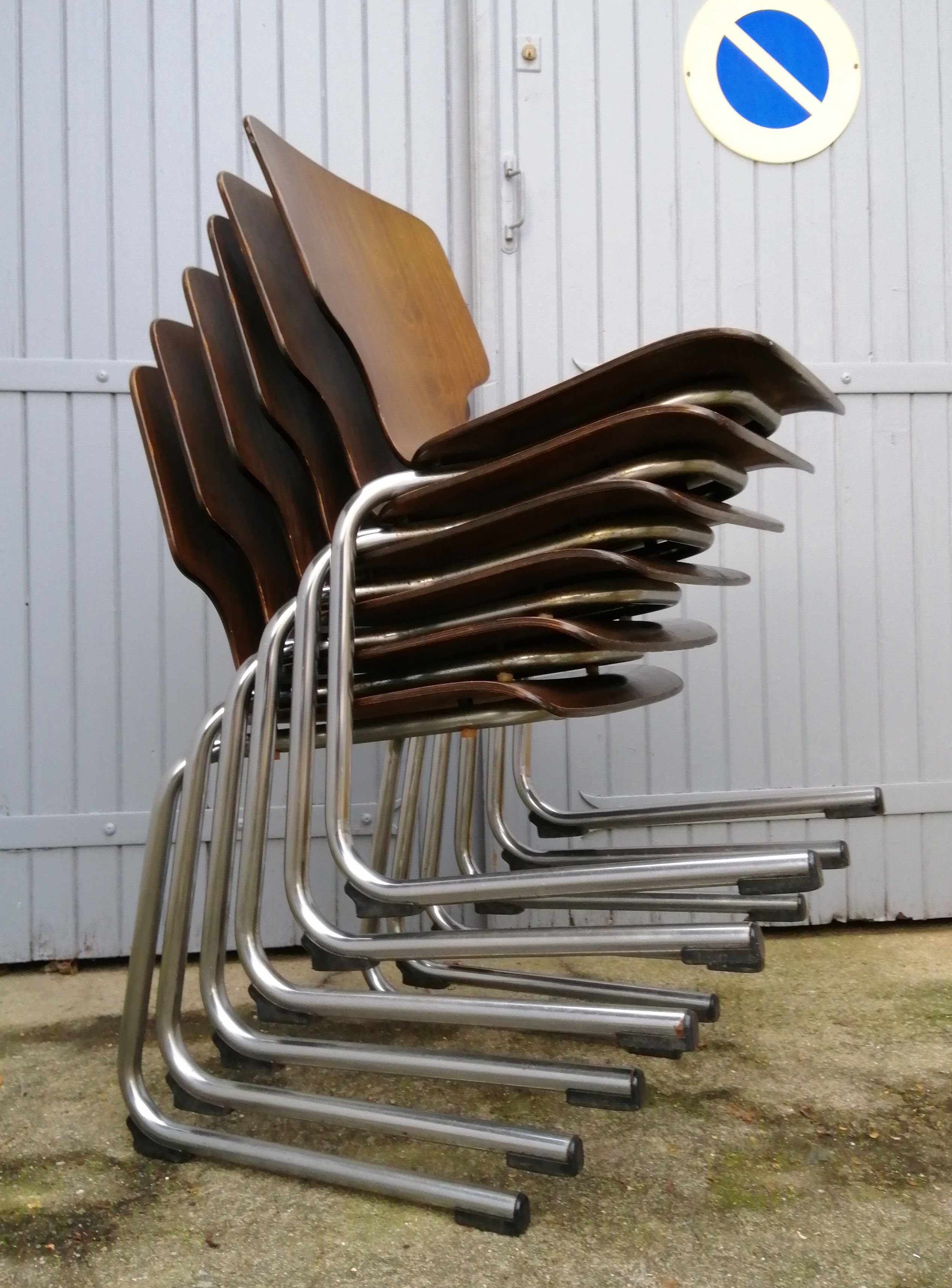 Suite of 6 chairs by Elmar Flàtotto for Pagholz 70s