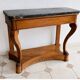French console from the 19th century in cherry wood and black marble, with claw feet.