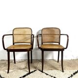 Ligna (Thonet A811), années 1930, Rotin, Vintage Set de 2