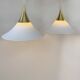 XL Pair of vintage pendants by Limburg, brass and opaline, Germany 1