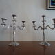 Pair of silver chandeliers alu vintage 3 burners