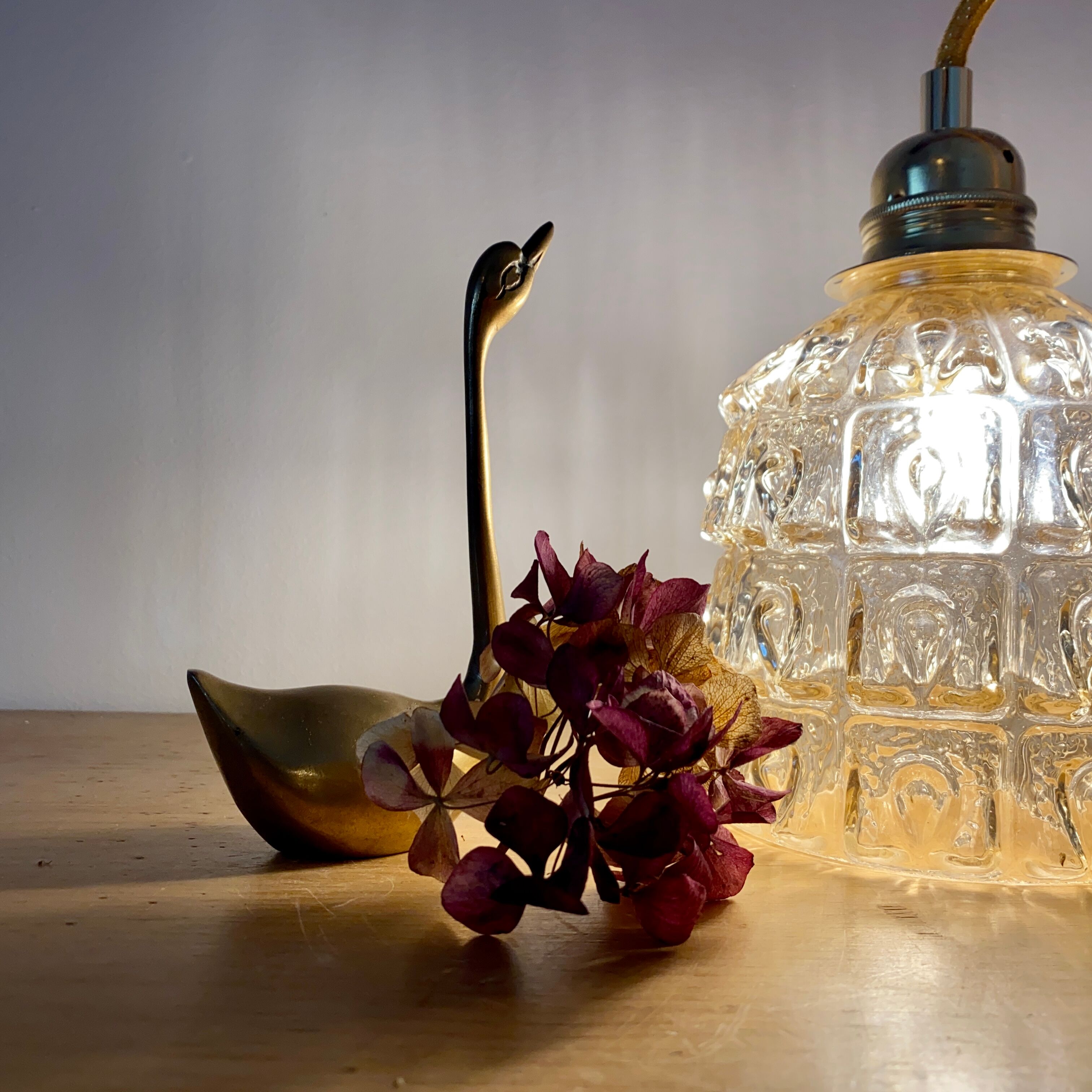 Vintage amber glass globe lamp
