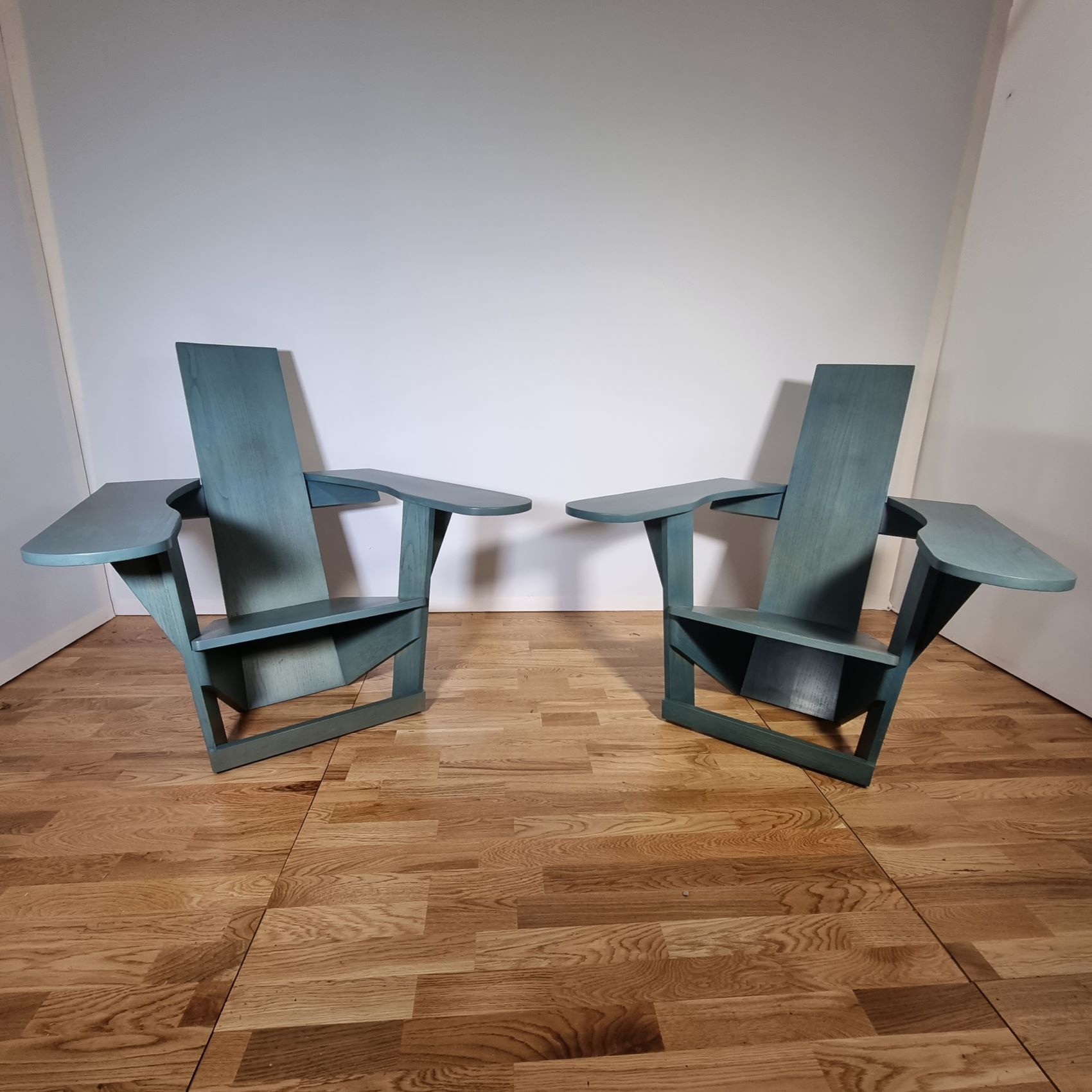 Pair of constructivist armchairs by Philippe Parent, circa 1980