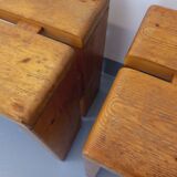 Pair of vintage Charlotte Perriand Les Arcs stools in pine from the 60s 70s
