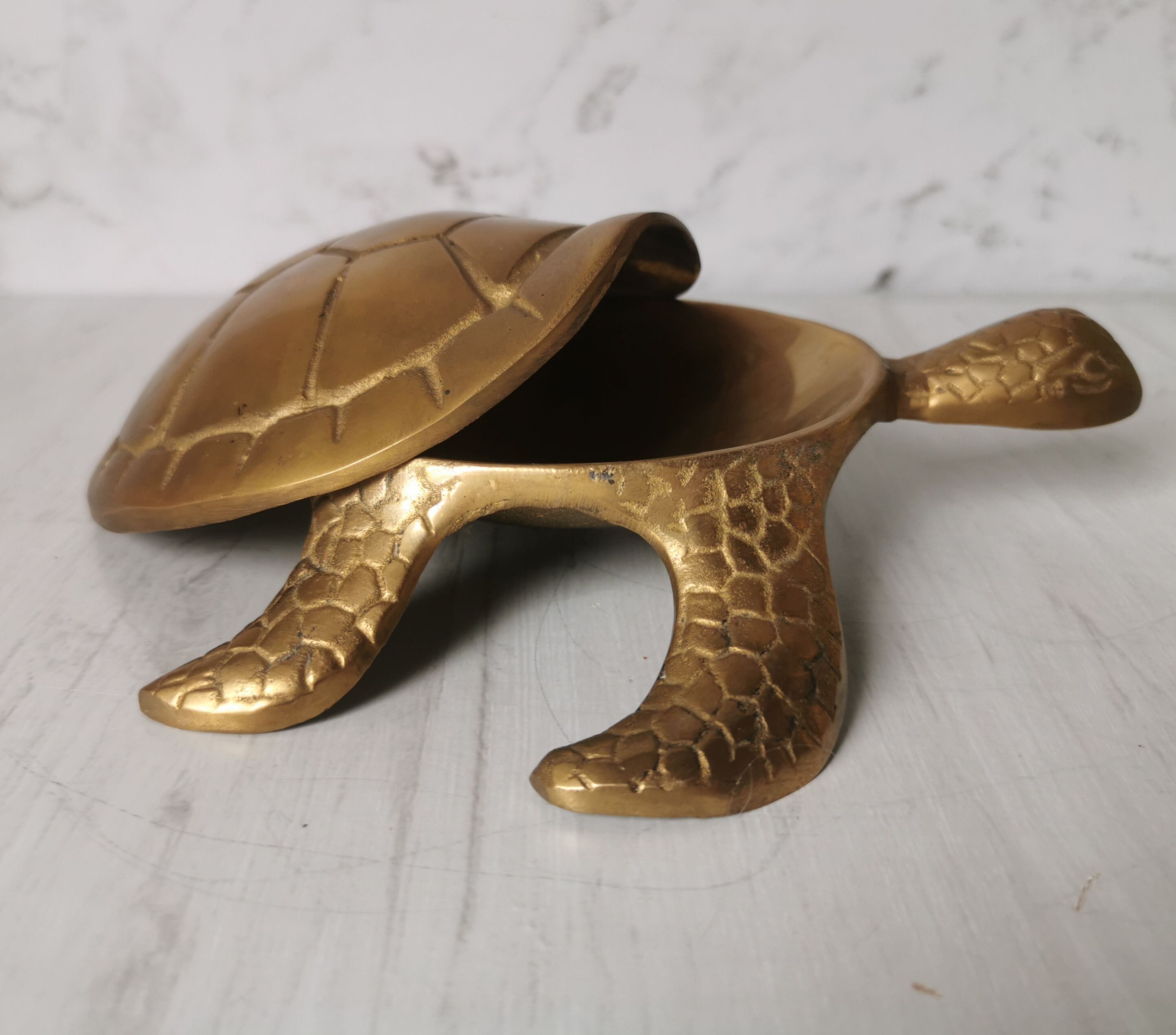 Brass turtle jewelry box