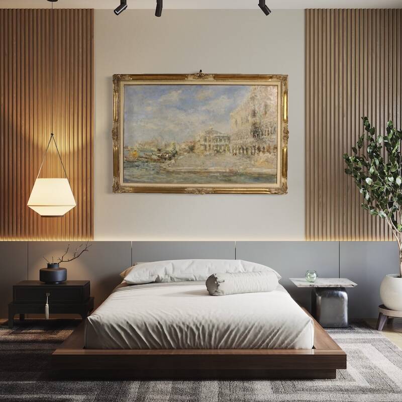 Great painting signed by Luigi Mantovani, View of Venice
