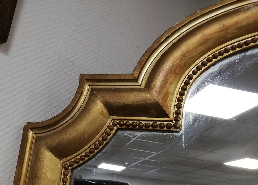 Old mirror Louis xvi style gilded wood stucco xixeme