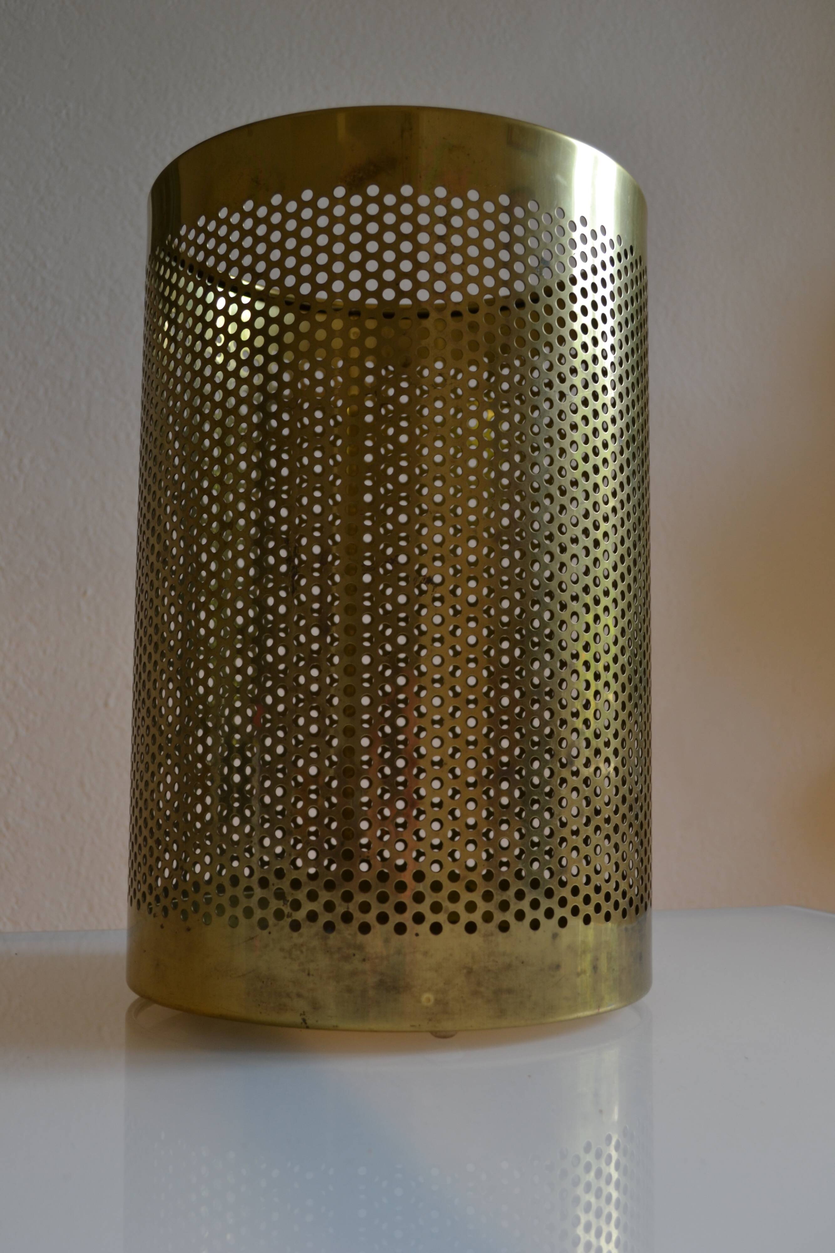 Postmodernist perforated brass wastepaper basket 1980 Memphis