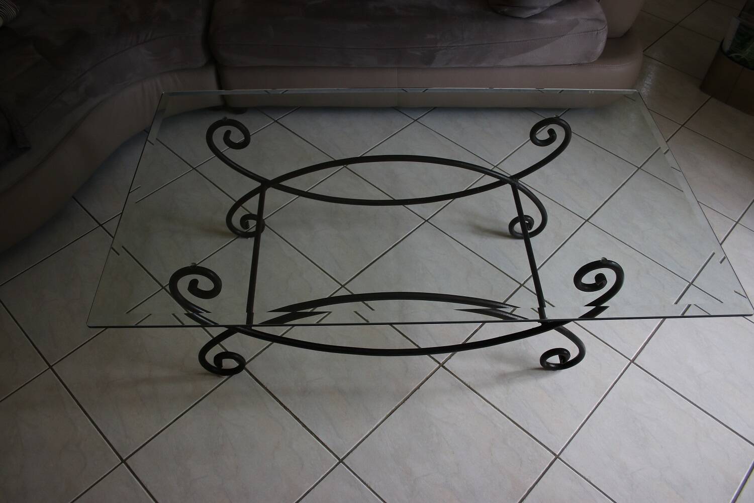 Metal and glass coffee table
