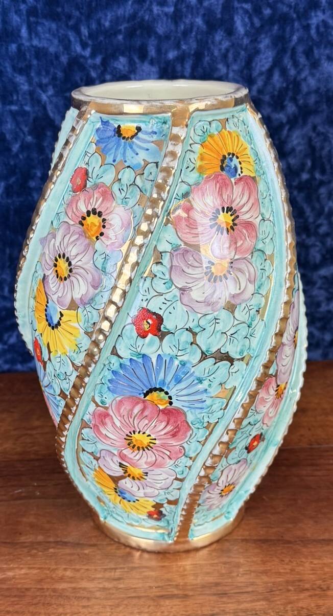 Santucci Deruta: large ceramic vase from the Art Deco period around 1940