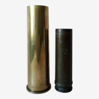 Set of 2 brass shell casing vases