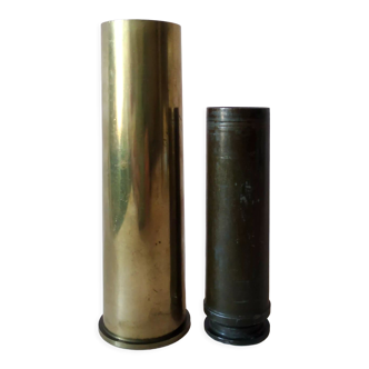 Set of 2 brass shell casing vases