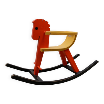 Wooden rocking horse designed by Konrad Keller, 1950s