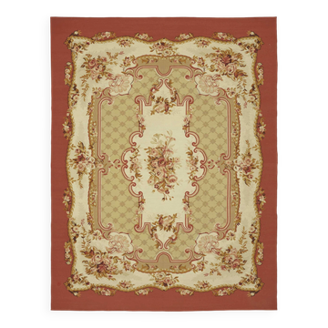 Handmade European Vintage Aubusson Kilim 272 cm x 353 cm